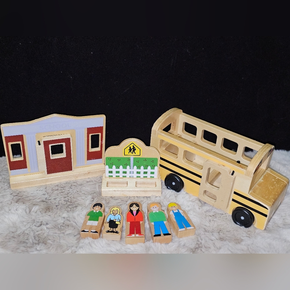 Melissa & Doug Wooden School Bus Playset with Figures